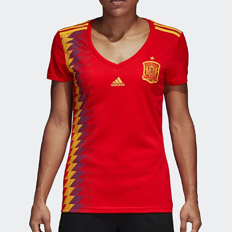 Женская футбольная майка оранжево-красная Adidas — фото 4