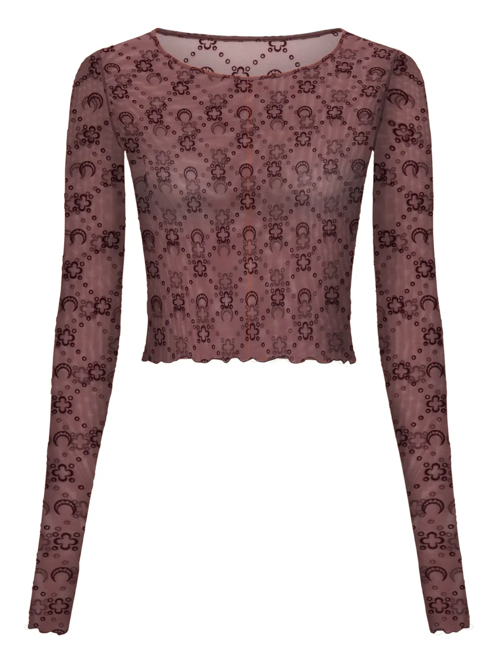 

Топ из сетки с флокированным монограммным узором Marine Serre, розовый