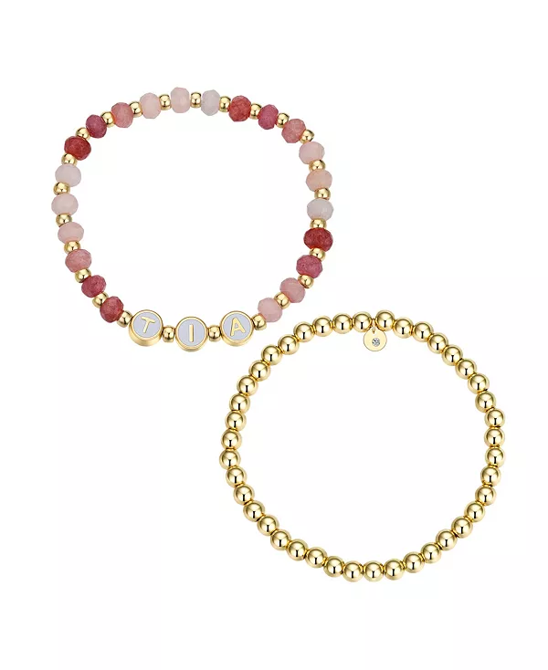 

Комплект браслетов из разноцветного розового кварца и бусин Unwritten, gold