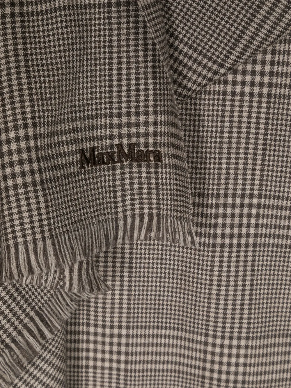 Шерстяной шарф в клетку глен Max Mara, коричневый — фото 2