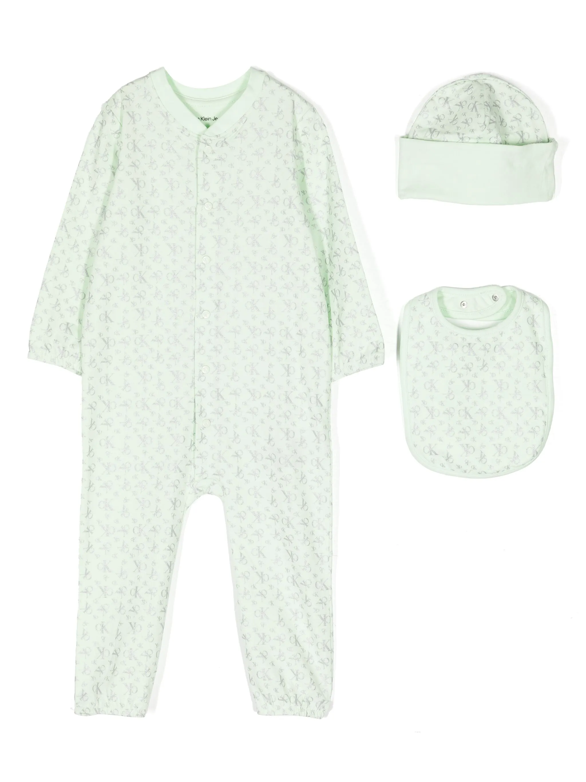 

Комплект из трех комбинезонов с логотипом Calvin Klein Kids, зеленый