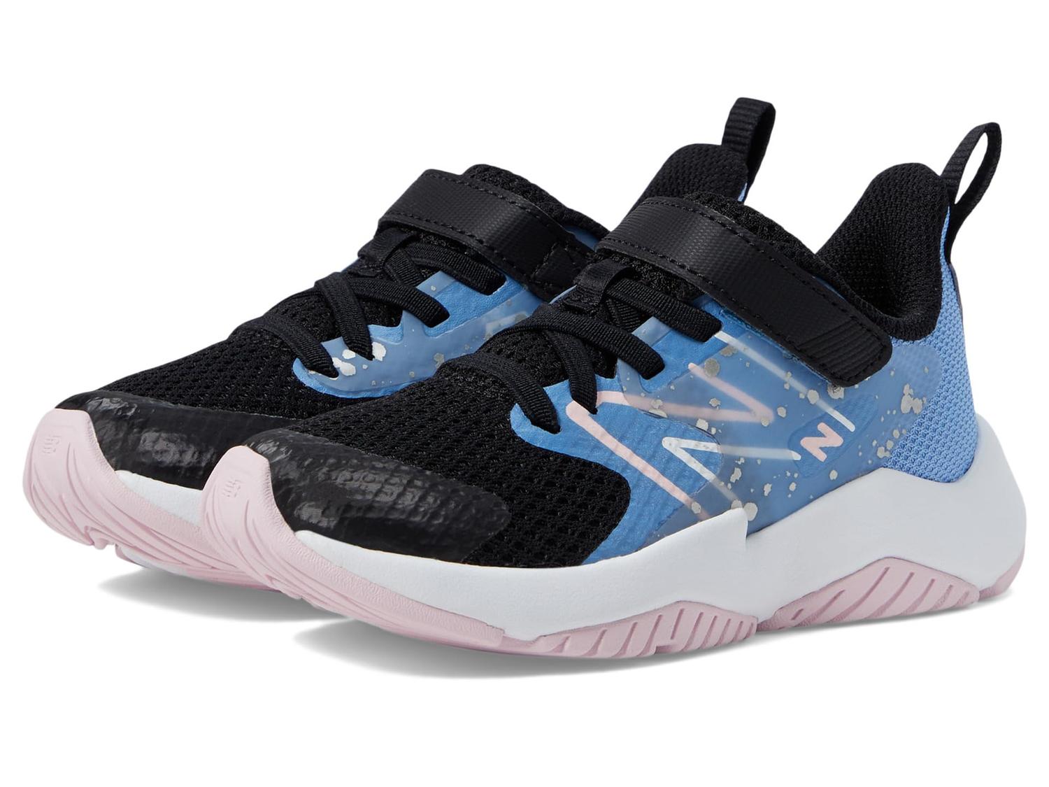 

Кроссовки New Balance Kids Rave Run v2 Bungee Lace with Hook-and-Loop Top Strap, цвет Black/Blue Laguna