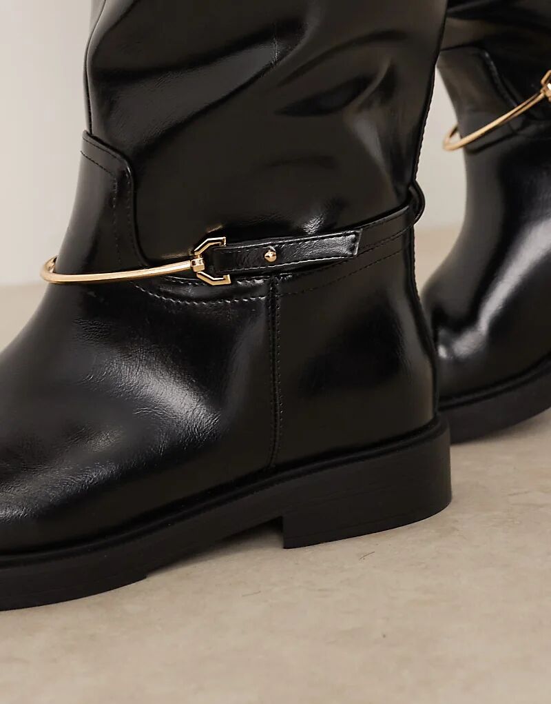 Сапоги для верховой езды Curve Cole ASOS DESIGN черного цвета с отделкой — фото 2