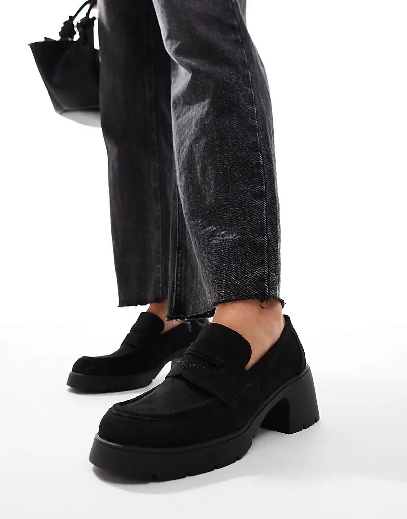 Туфли Wide Fit Scribble на массивном среднем каблуке из черной замши ASOS DESIGN — фото 3