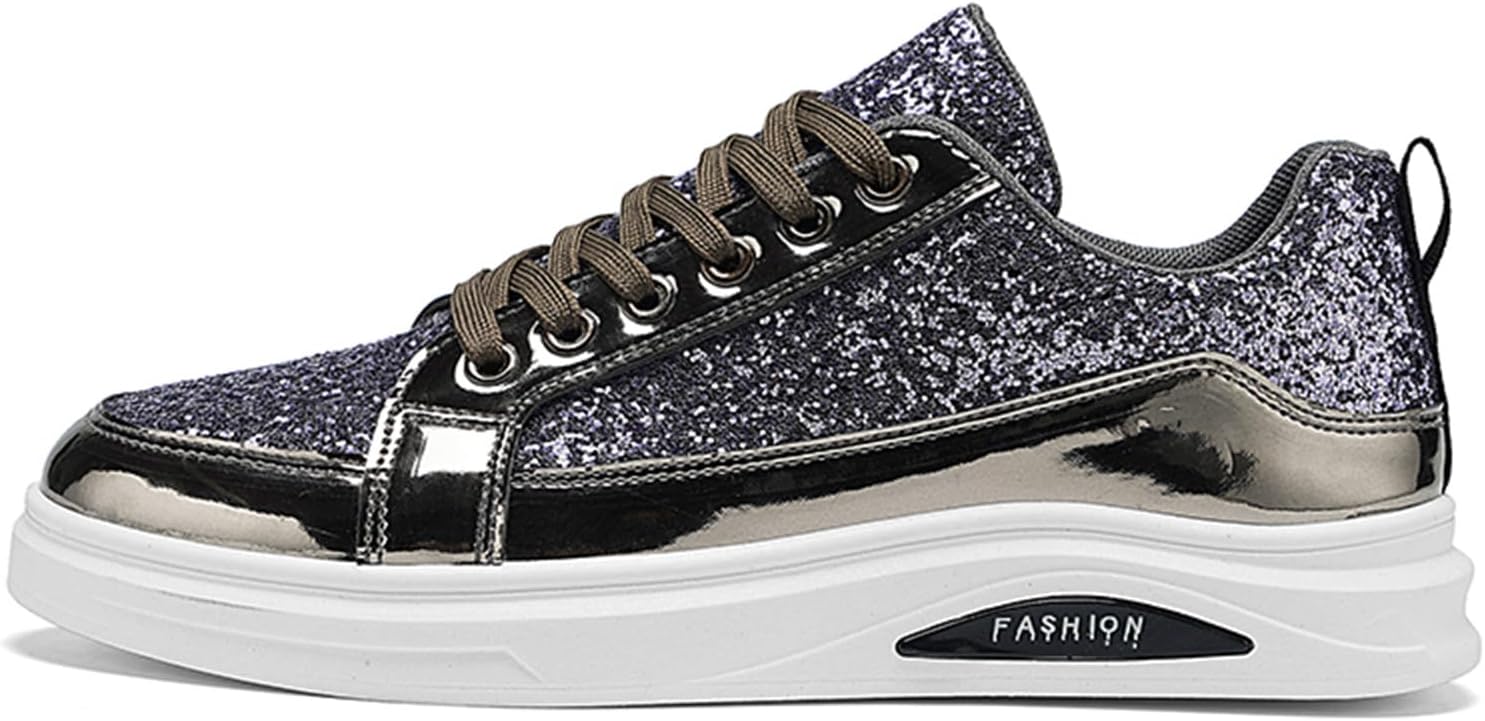 

Мужские модные кроссовки с блестками, сверкающие теннисные туфли с пайетками, низкие повседневные скейтбордические кроссовки Spwagym, серый