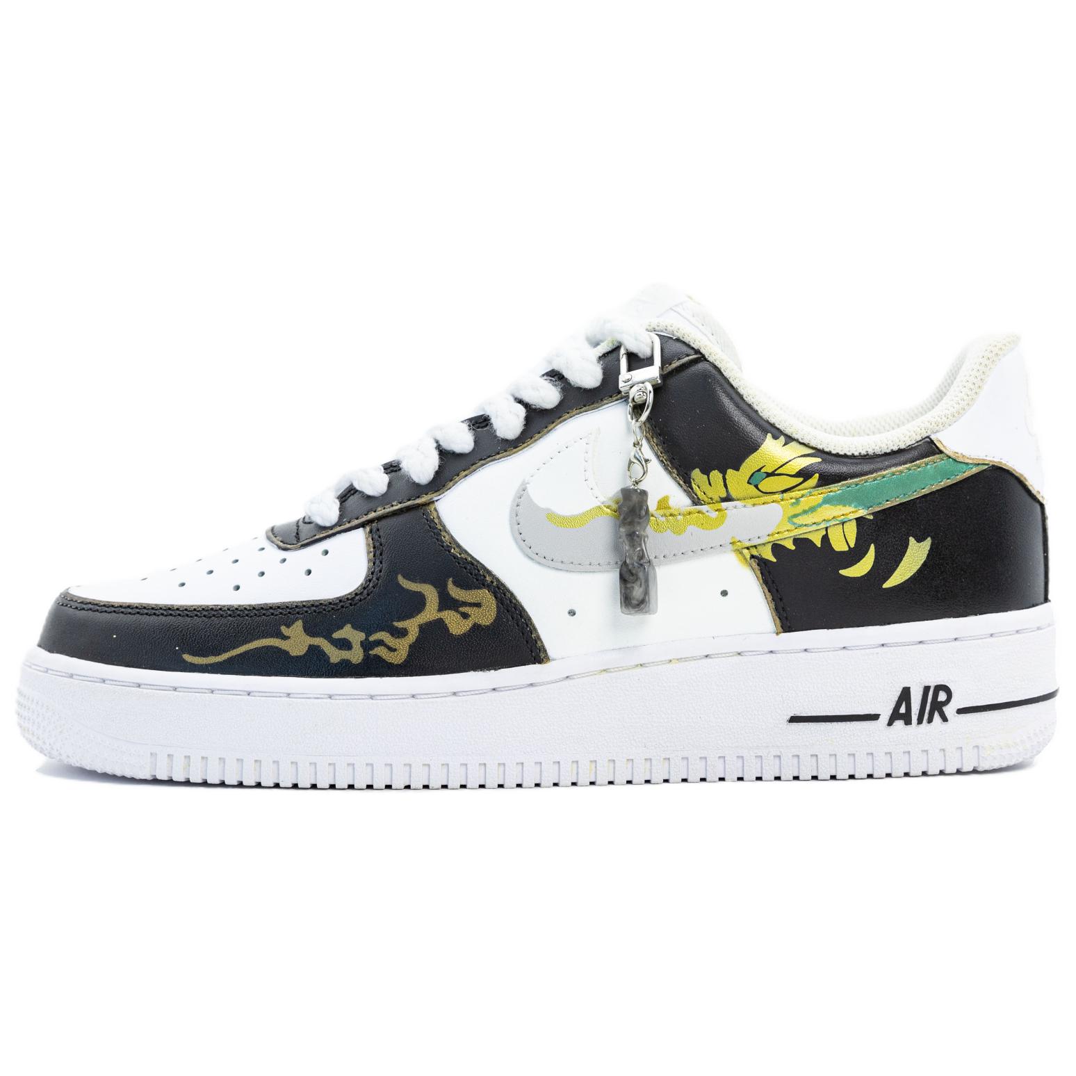 

Nike Кроссовки Air Force 1 Green Dragon Pushing Moon с противоскользящим покрытием, износостойкие, низкие, для скейтбординга, мужские, черно-белые