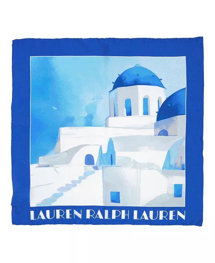 

Летний квадратный шарф Conversational Lauren Ralph Lauren, синий