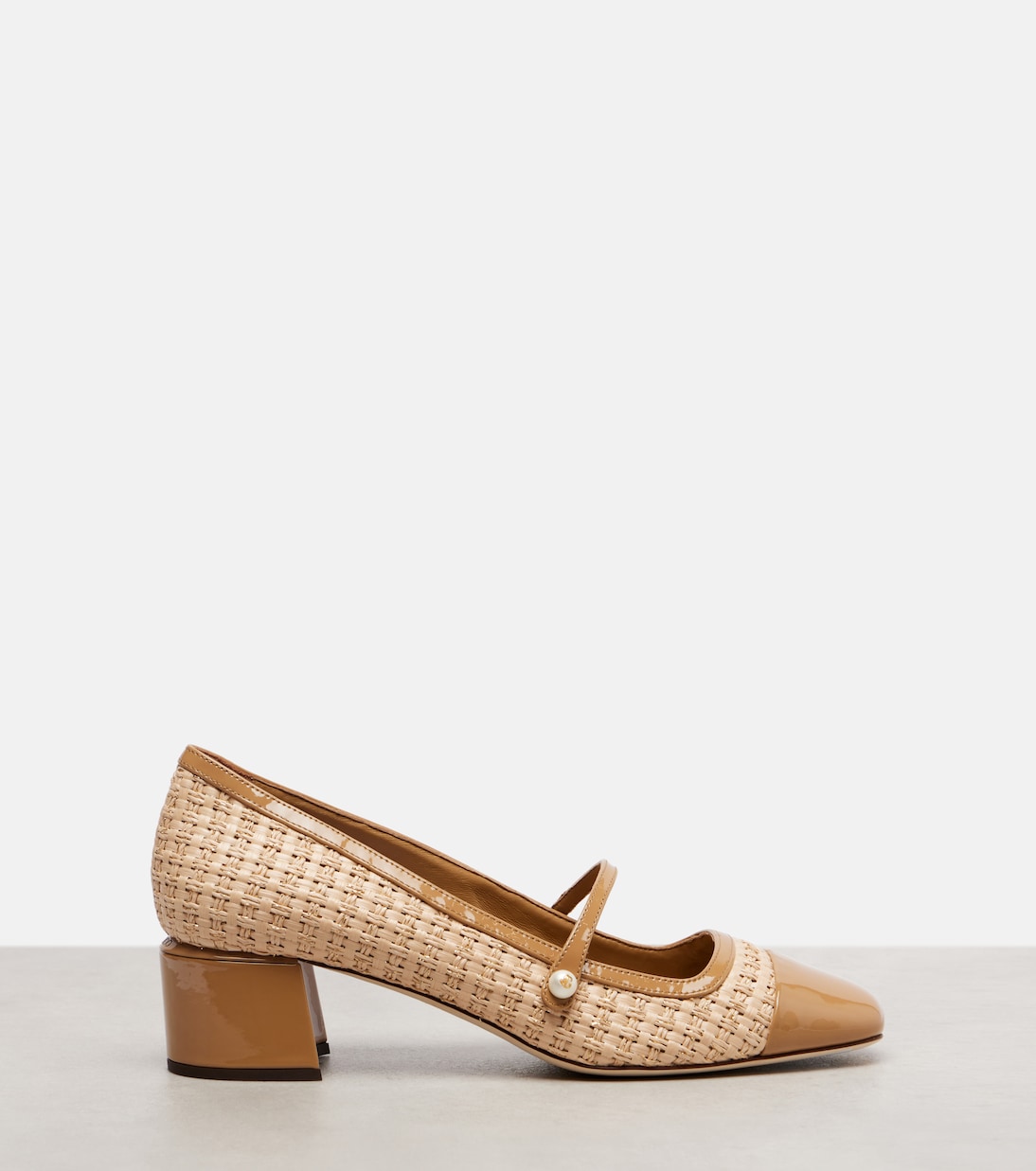 Туфли Mary Jane Elisa 45 с эффектом рафии Jimmy Choo, Cappuccino/ Natural — фото 4