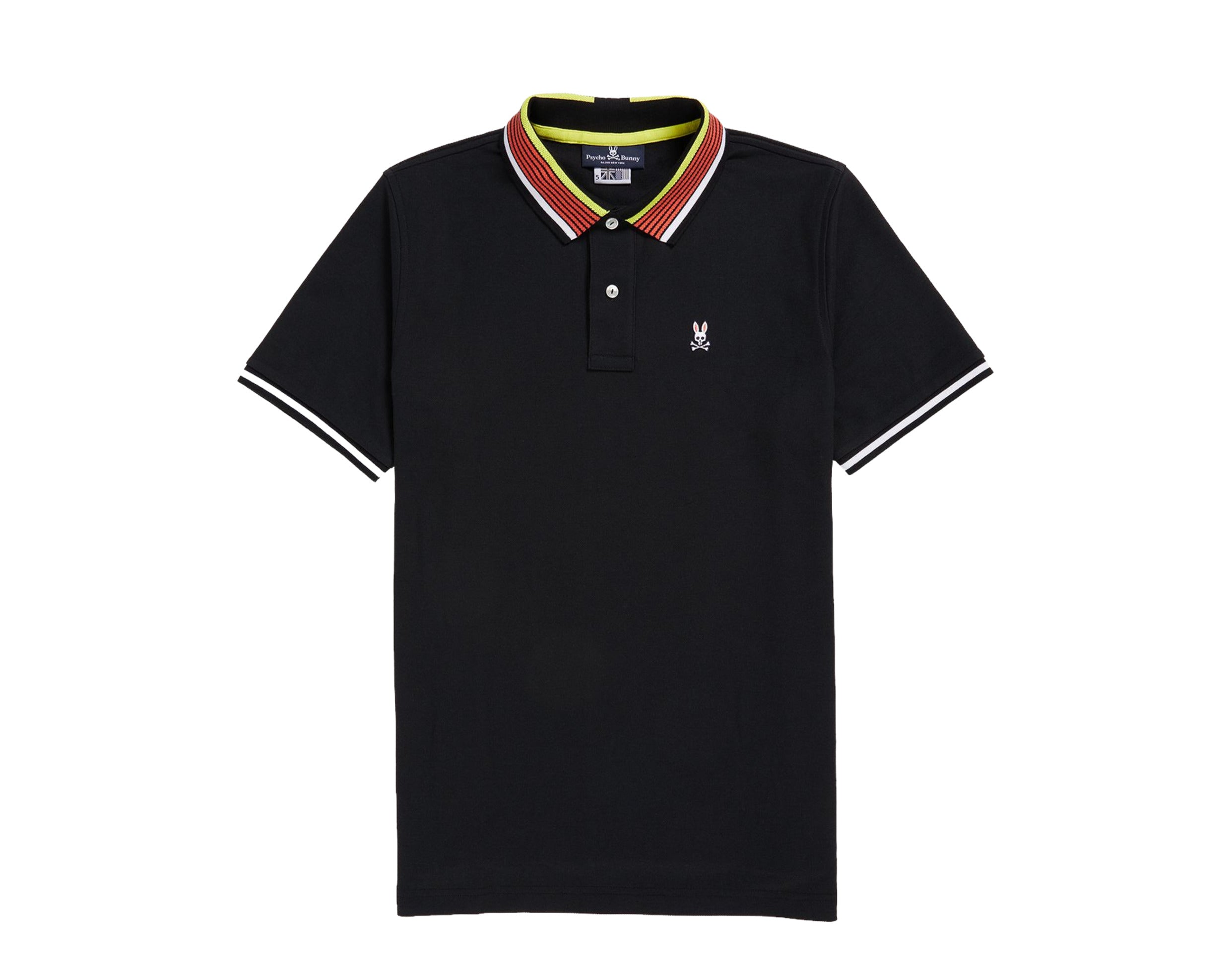 

Мужская рубашка-поло Psycho Bunny York Stripe Collar Black B6K844U1PC-PCR
