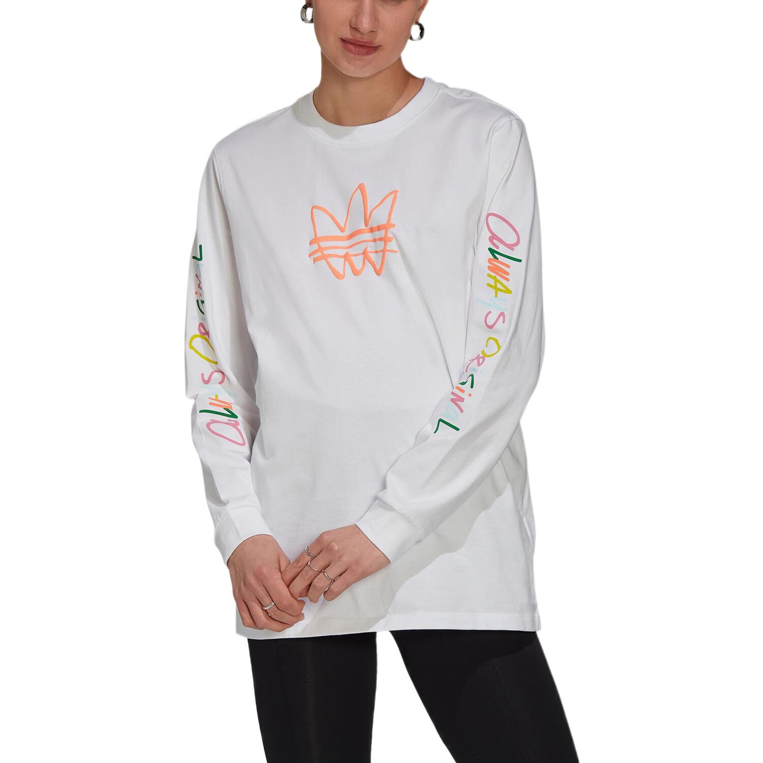 Футболка GRAPHIC LS TEE женская белая Adidas Originals — фото 2