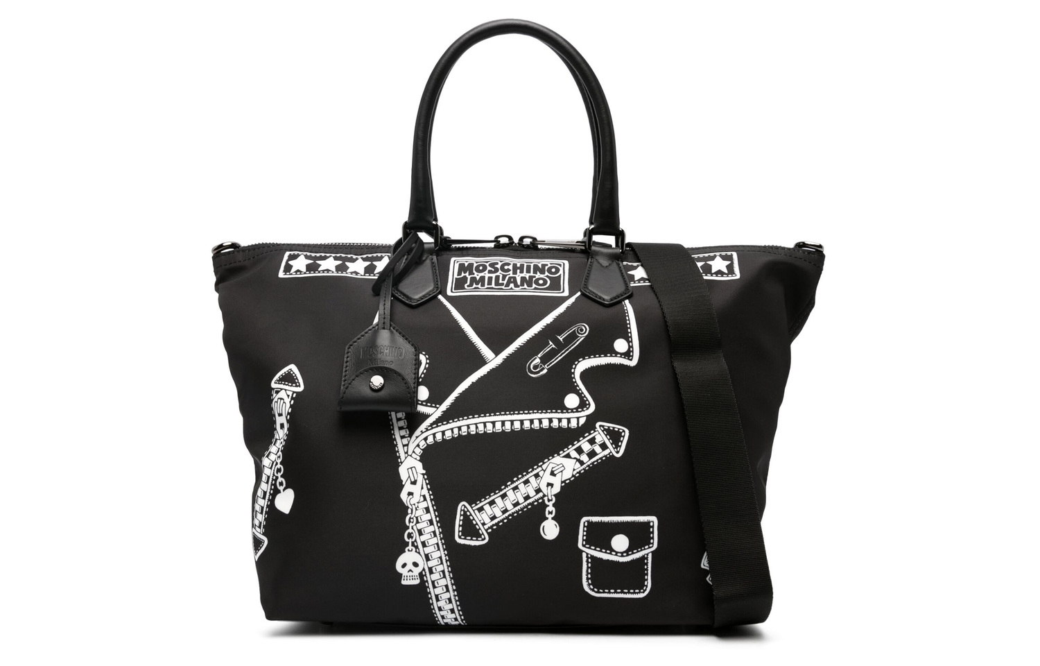 

Сумка-шоппер из полиэстера с телячьей кожей, мужская черная MOSCHINO