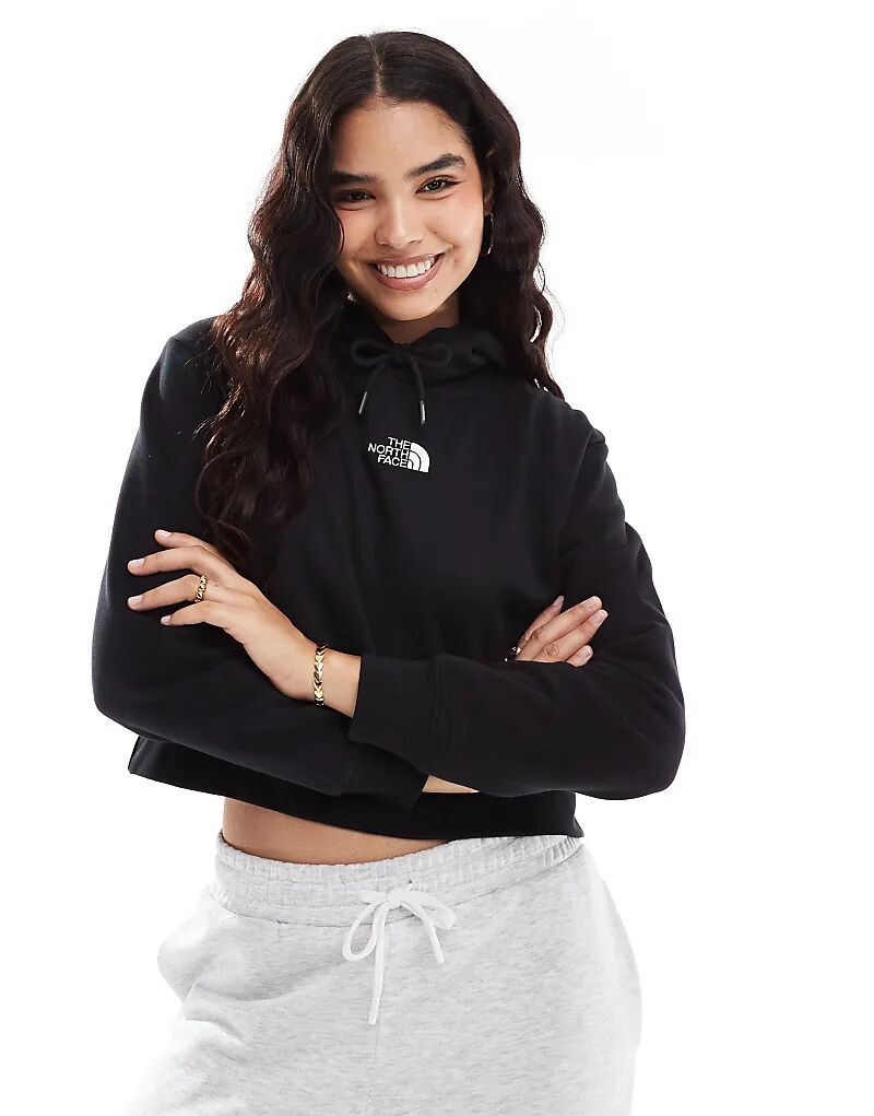 

Укороченная толстовка с капюшоном The North Face Essential с большим логотипом черного цвета