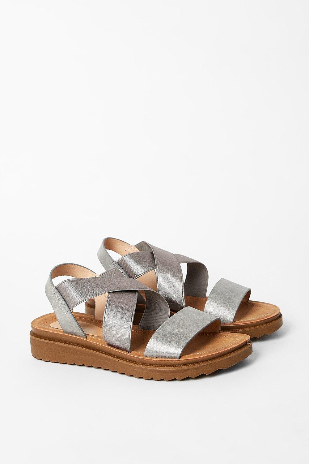 Хорошо для подошвы: широкие сандалии Ana Comfort с перекрестными ремешками Dorothy Perkins, серый — фото 3