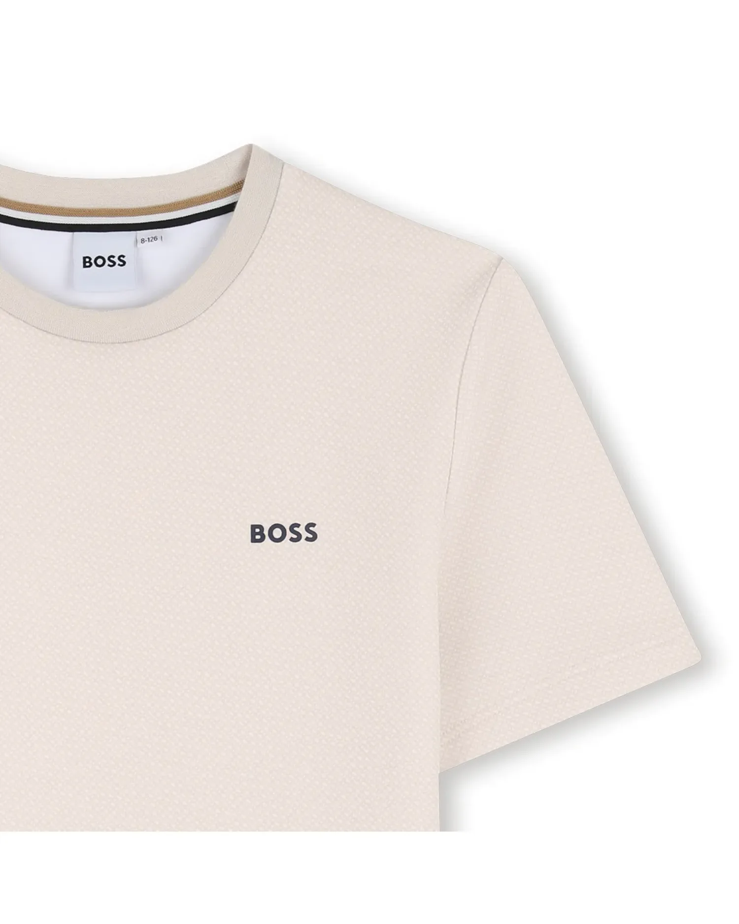 Детская футболка с коротким рукавом из однотонного хлопка BOSS Kidswear, Natural — фото 2