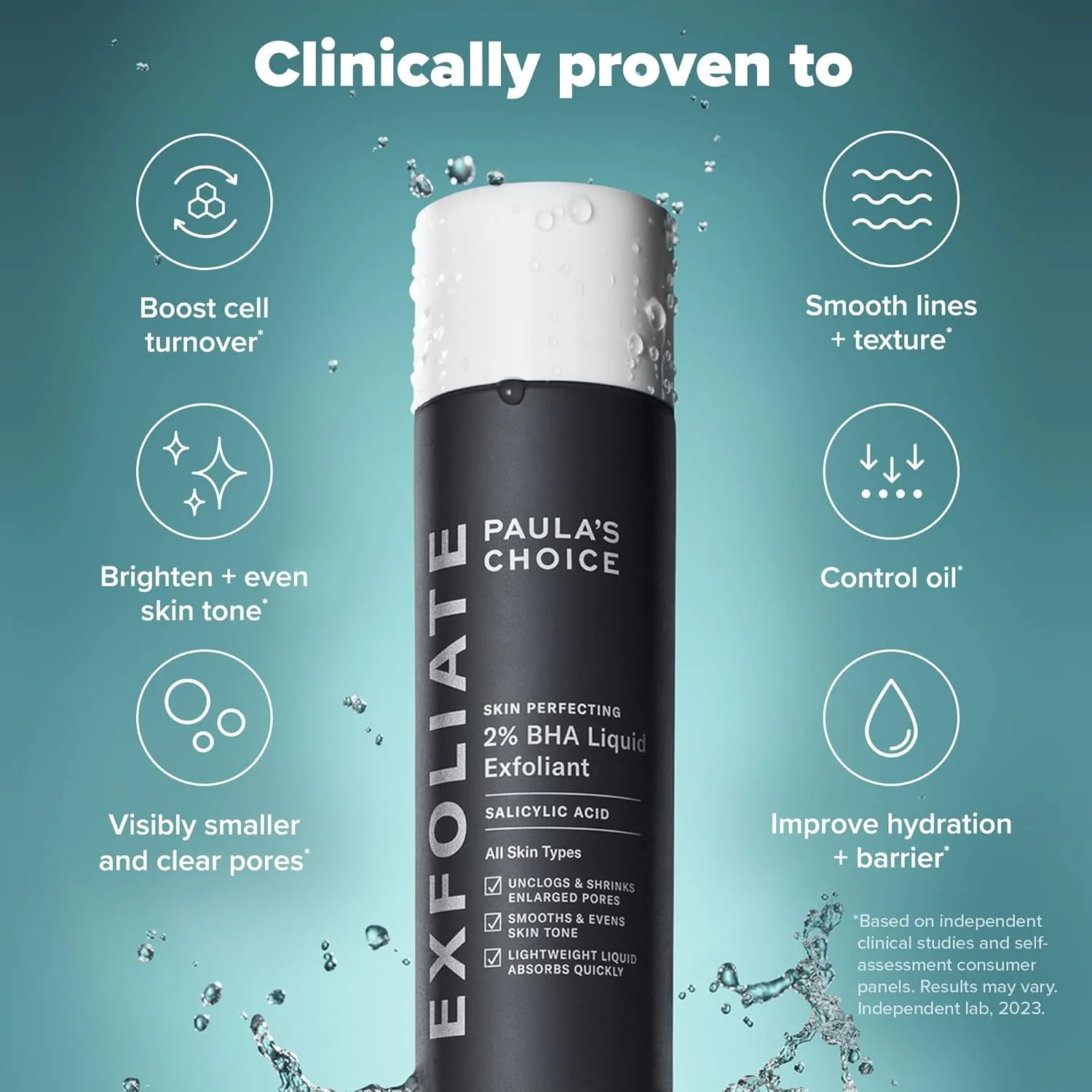 Paula's Choice SKIN PERFECTING 2% BHA Liquid Exfoliant, салициловая кислота для пор и Pro-Collagen Peptide Plumping Moisturizer, ежедневный гель-крем для увлажнения — фото 2