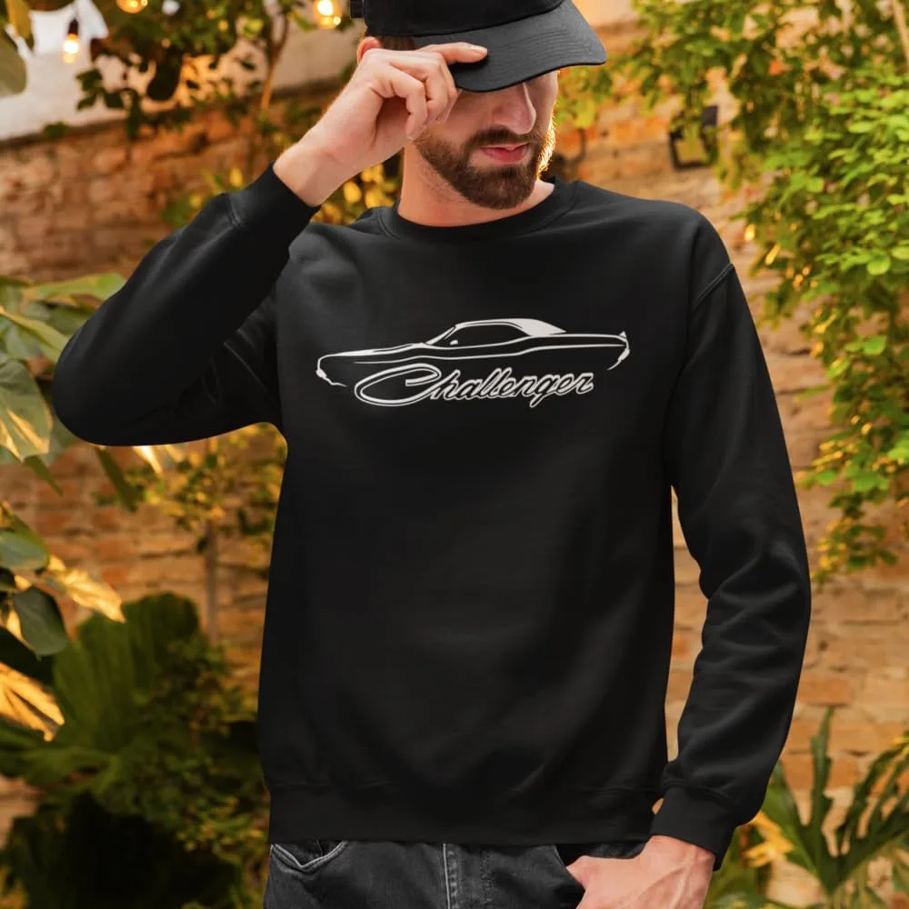 Challenger 70 Outline мужской свитшот - Black Ghost American Muscle Cars Silhouette — фото 3