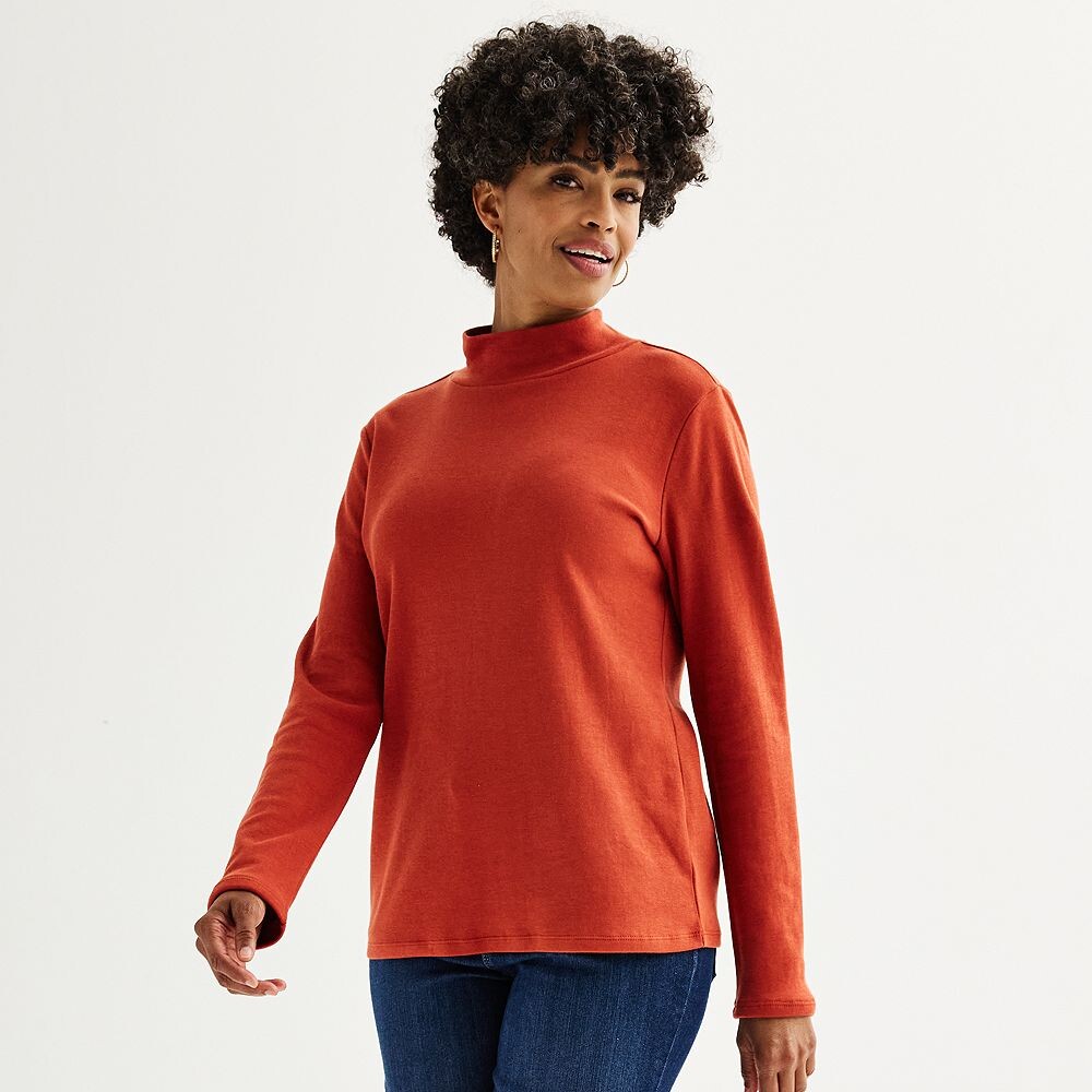 

Женский топ с длинным рукавом Croft & Barrow Essential, цвет Brandy Red