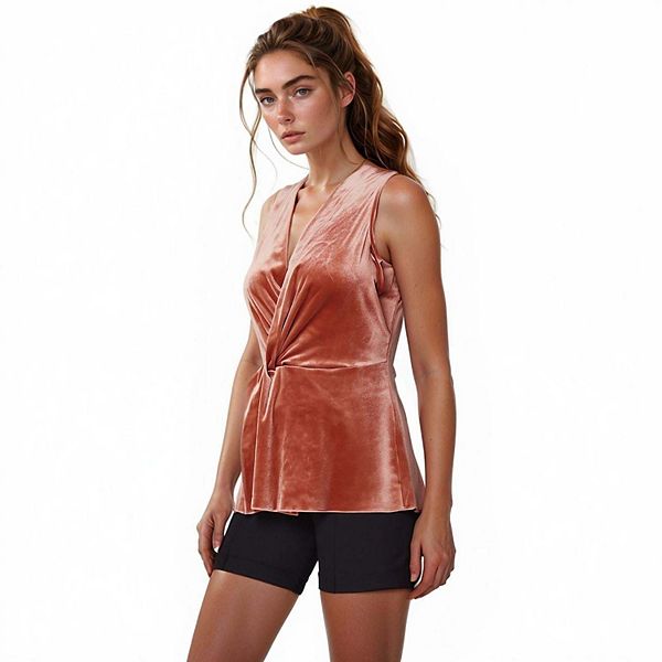 

Женский топ без рукавов с перекрученным передом из вельвета Nurode, Mauve