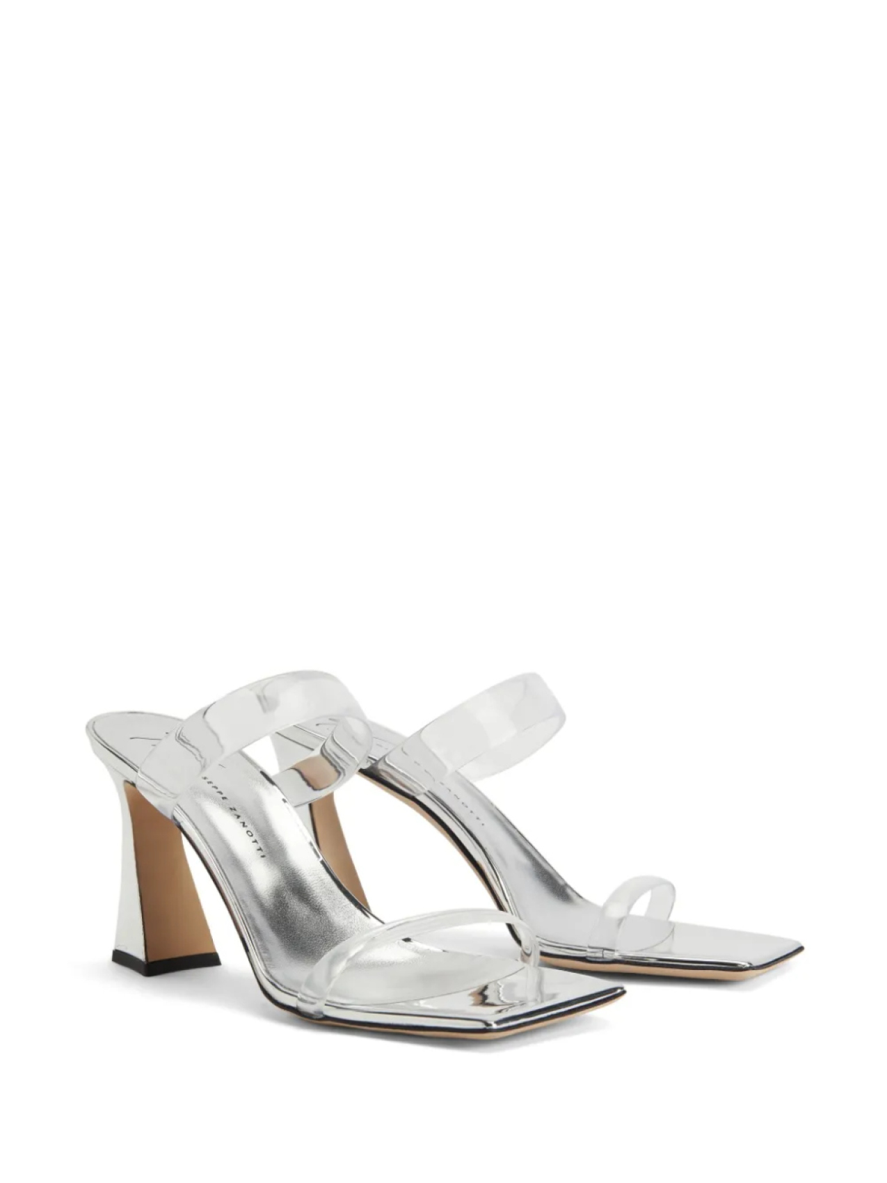 Giuseppe Zanotti мюли Flamina PLexi 80 с эффектом металлик, серебряный — фото 2