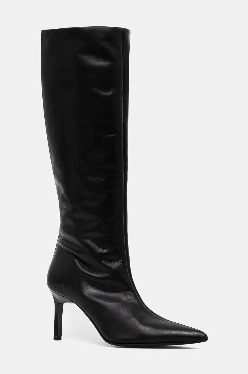 

Кожаные сапоги Calvin Klein HEEL KNEE BOOT 70 LTH, черный