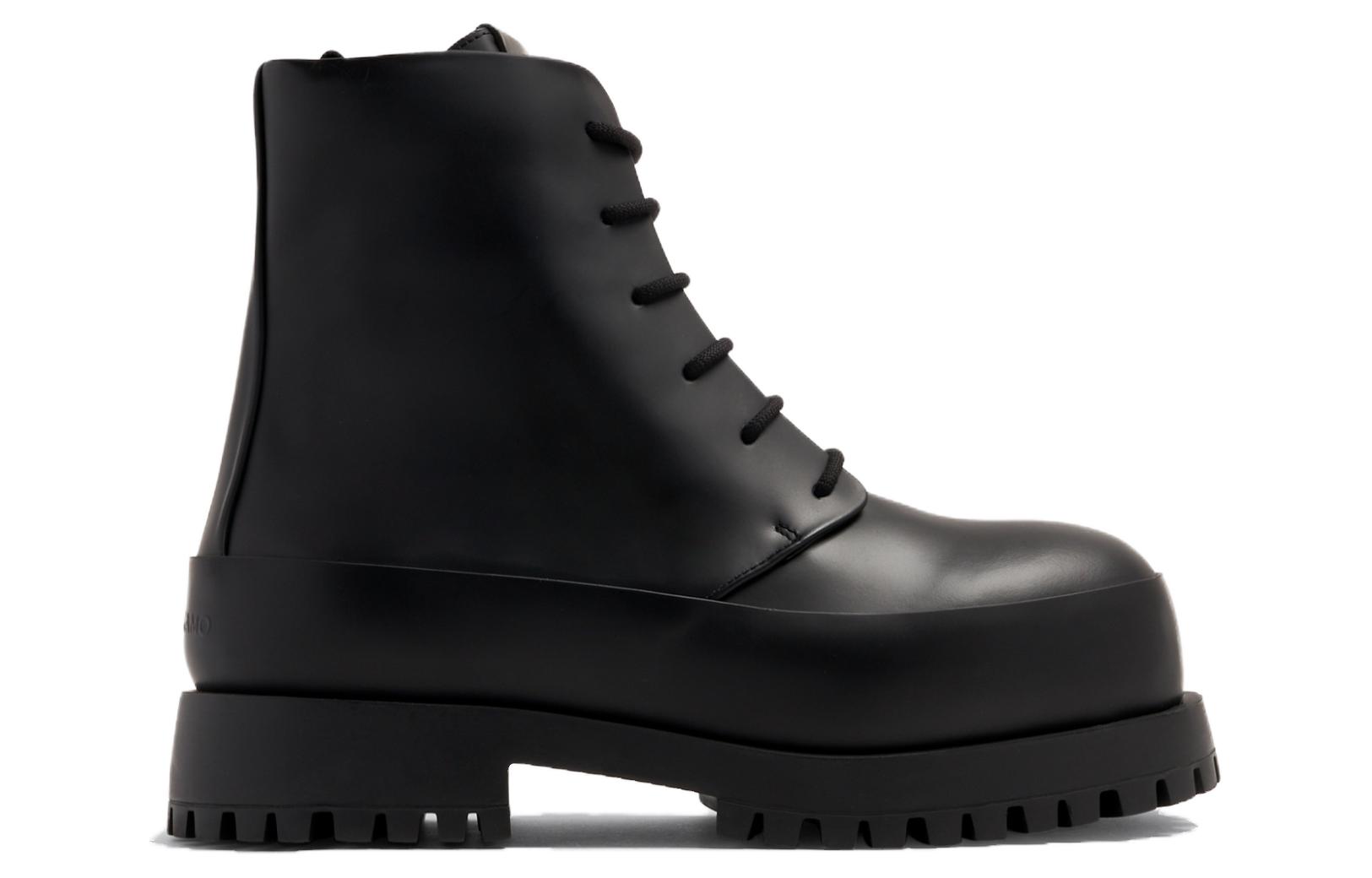 Кожаные армейские ботинки на шнуровке Ferragamo, черный — фото 4