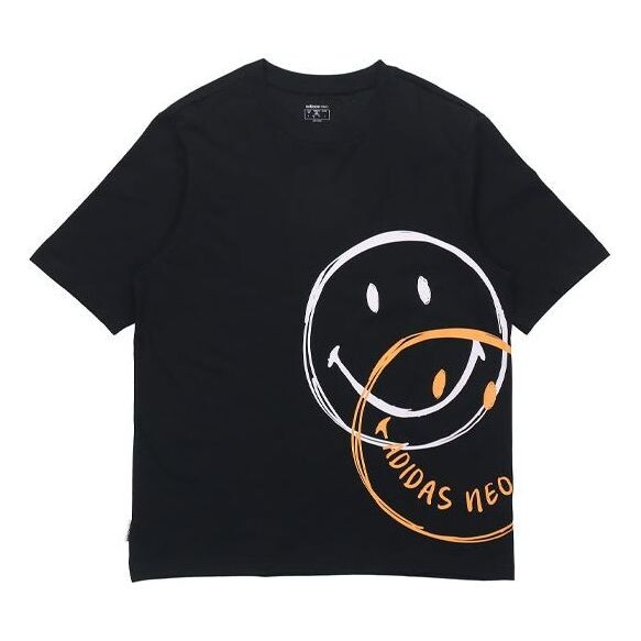 

Футболка neo u csmy tee casual sports smiling face printing short sleeve black Adidas, черный