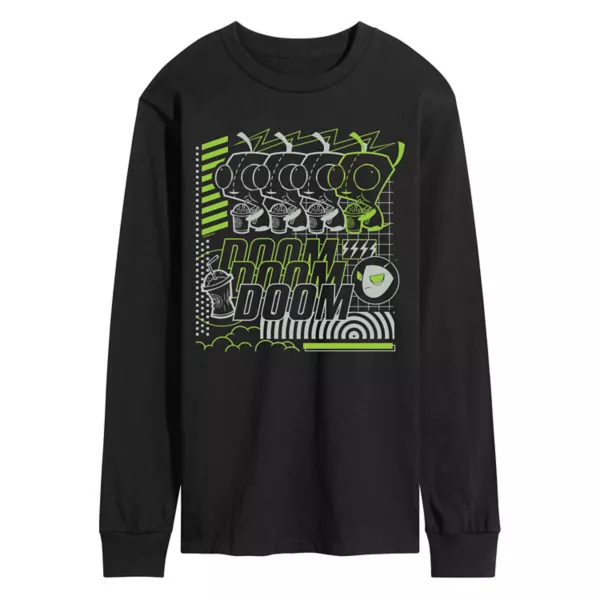 

Мужская графическая футболка с длинным рукавом Invader Zim Gir Doom Licensed Character, черный