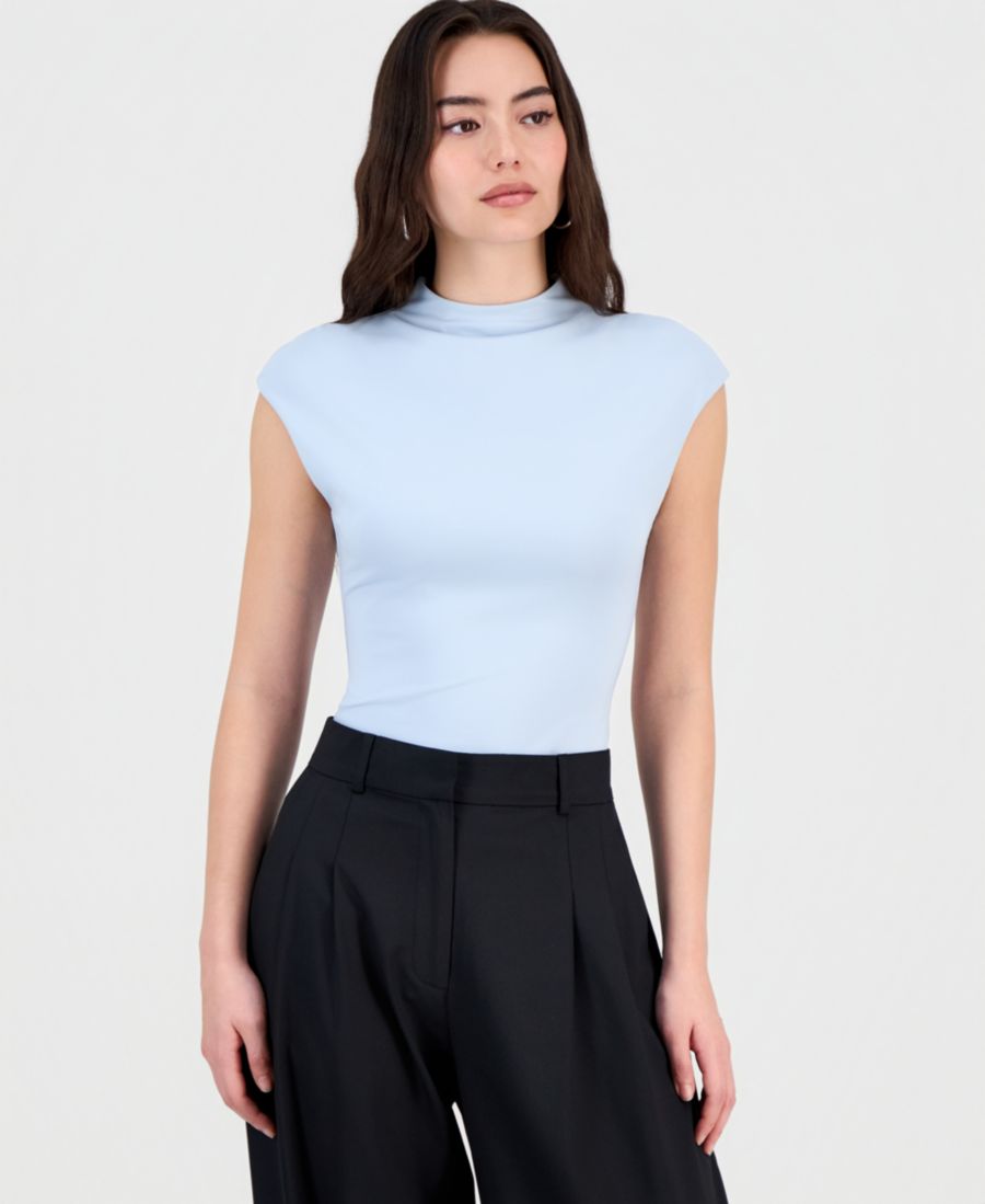 

Женская блузка с короткими рукавами и боковыми сборками Bar III, Dolphin Blue