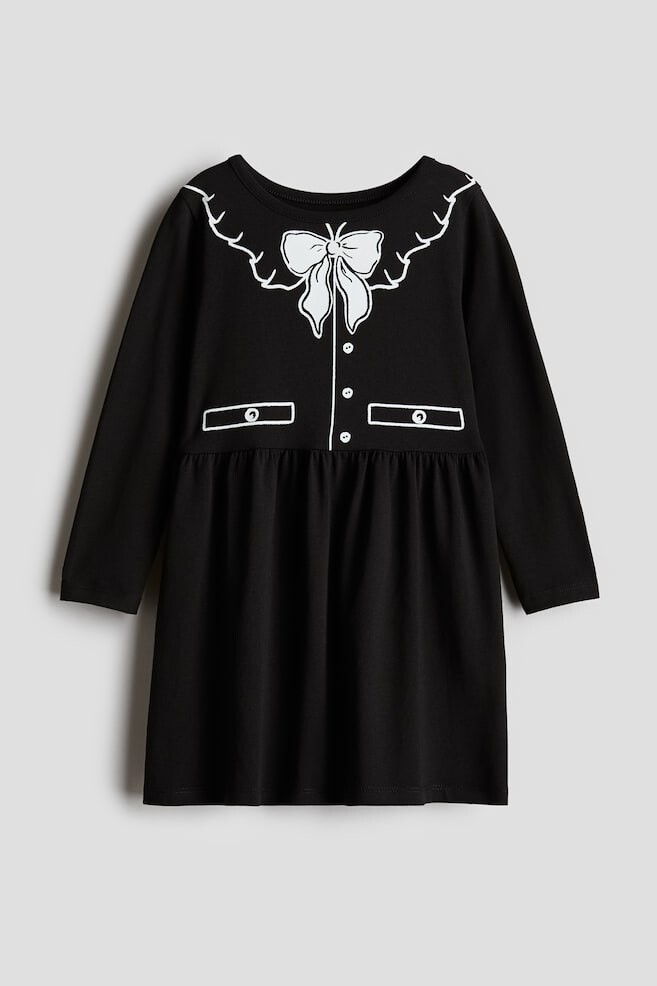 

Платье из хлопка с принтом H&M, черный