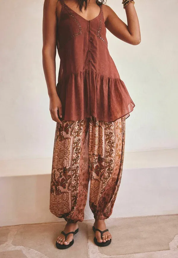 Брюки Next, rust paisley print, ржавый принт пейсли