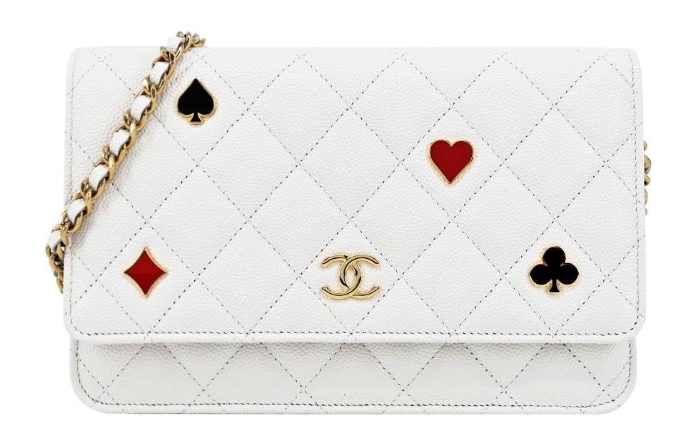 

CHANEL Кошелек WOC из зернистой коровьей кожи, сумка на плечо, женская, белая