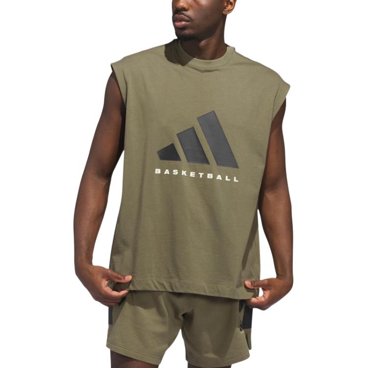 Баскетбольная майка без рукавов Adidas, оливковый — фото 2