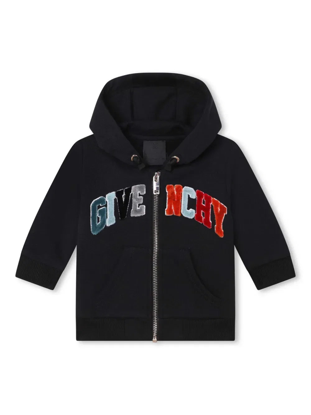 Куртка с капюшоном на молнии с аппликацией в виде логотипа Givenchy Kids, черный