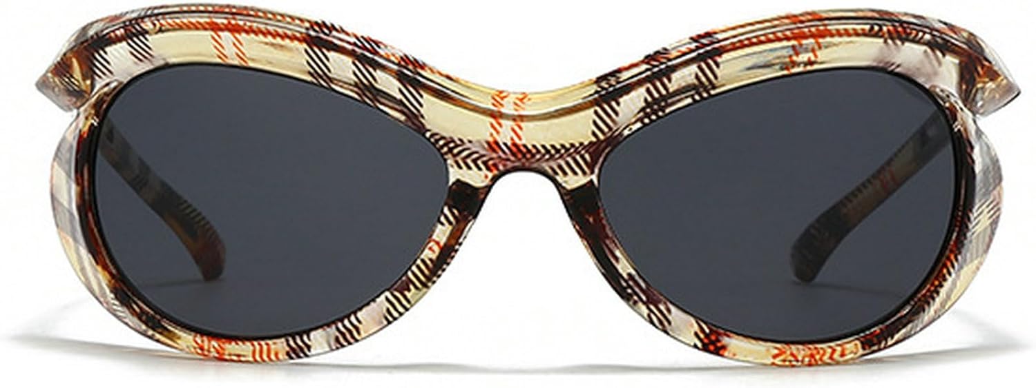 

Модные большие солнцезащитные очки «кошачий глаз» для женщин и мужчин, ретро-очки большого овального размера, винтажные женские солнцезащитные очки 2025 года mincl, Yellow Black