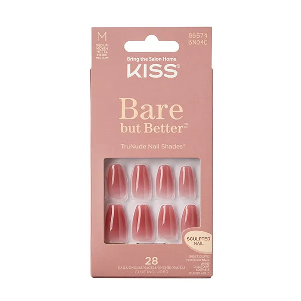 

Нюдовые накладные ногти Bare But Better Nude Kiss, цвет medium coffin