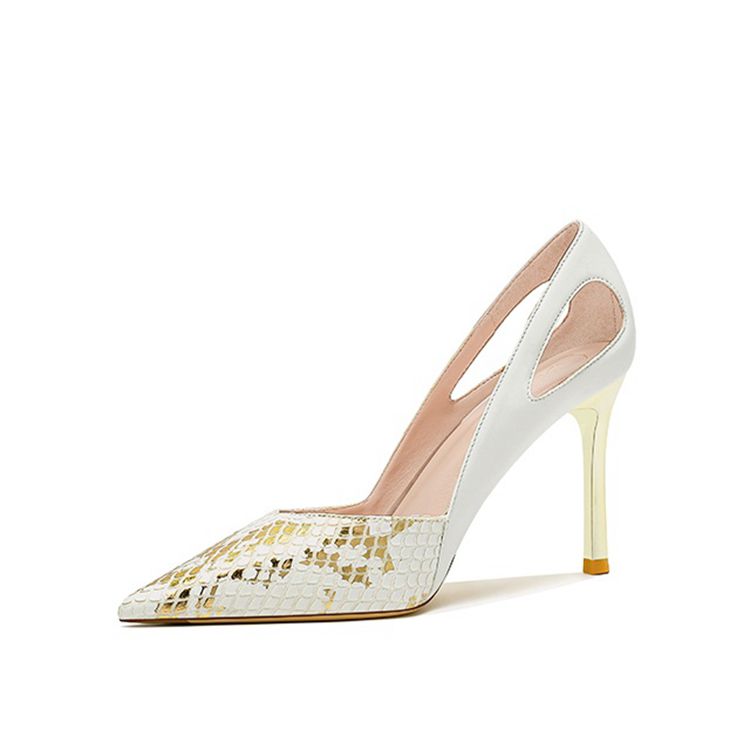 

Туфли женские на высоком каблуке Li Ke, цвет WHITE/GOLD 8CM HEEL HEIGHT