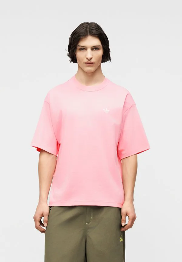 Свободная футболка унисекс, базовая футболка Adidas Originals, Light Pink — фото 2