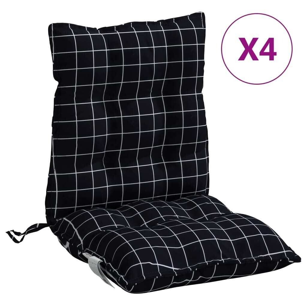 

VidaXL Подушки для нижней части спины, набор из 4 шт., ткань Оксфорд в черную клетку, черный