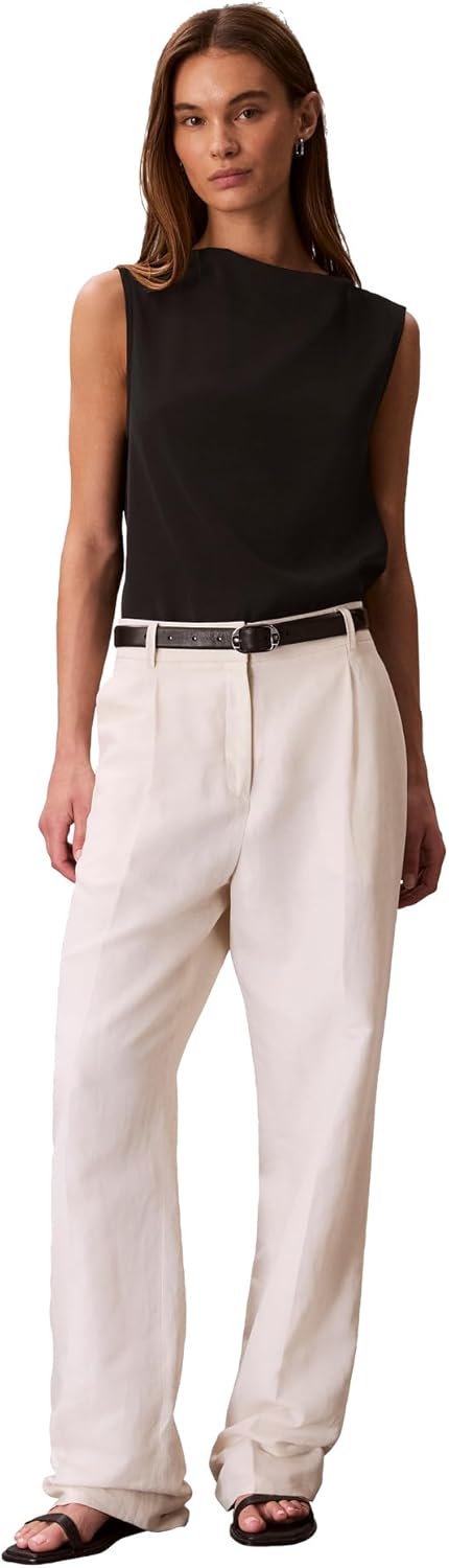 

Женская атласная майка с высоким воротом Calvin Klein, Black