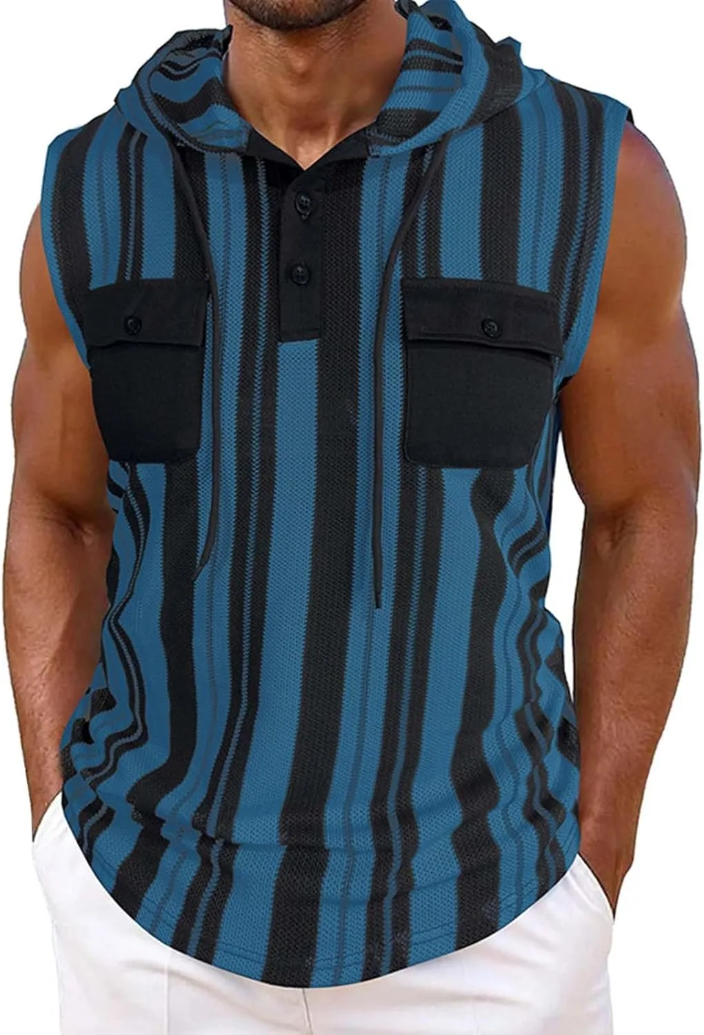 

Толстовка с капюшоном для мужчин, полоска, свободный крой