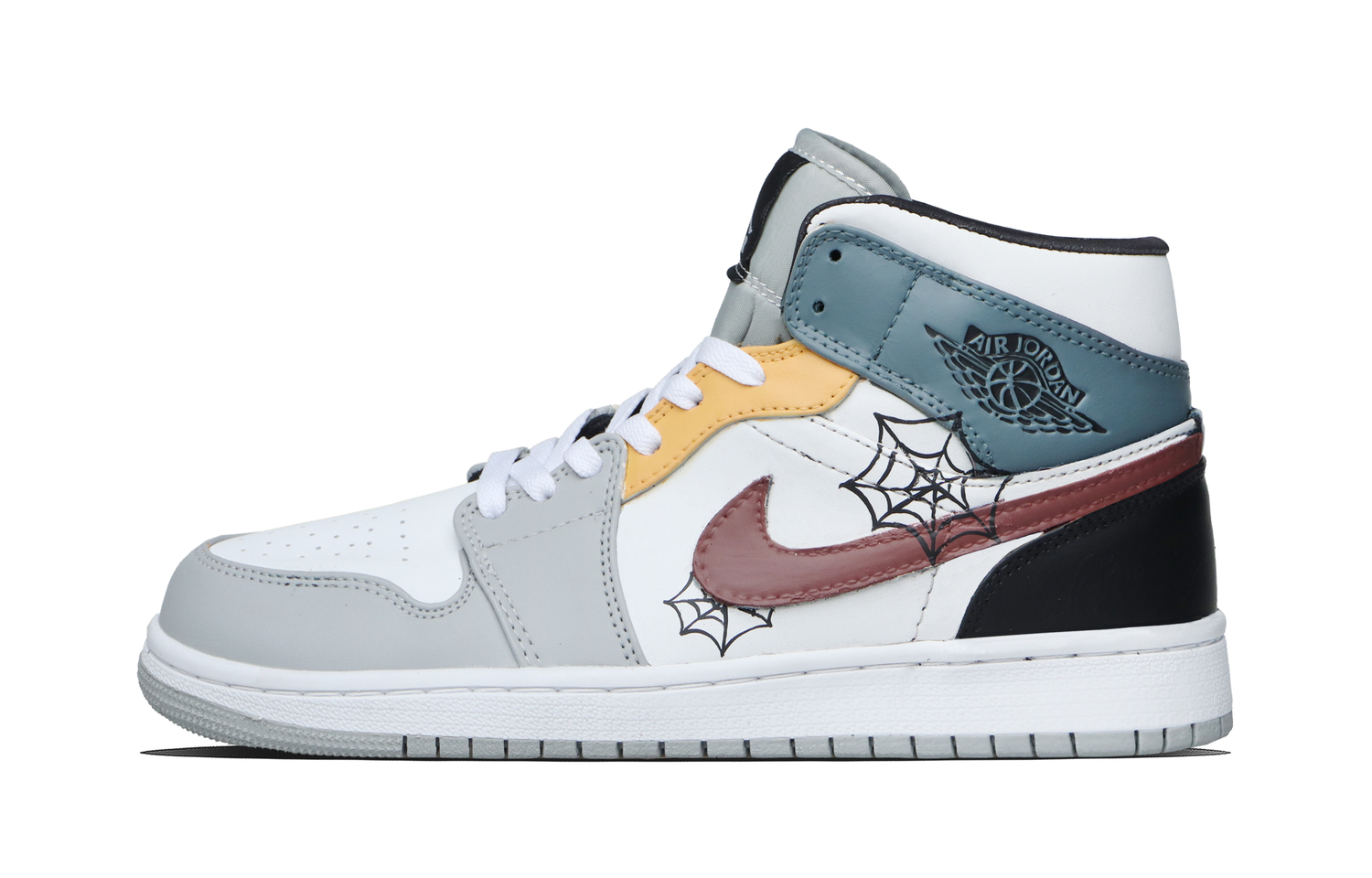 

Jordan Air 1 Spider Shadow Crumble устойчивые к истиранию кроссовки для баскетбола Mid top Vintage Unisex серые