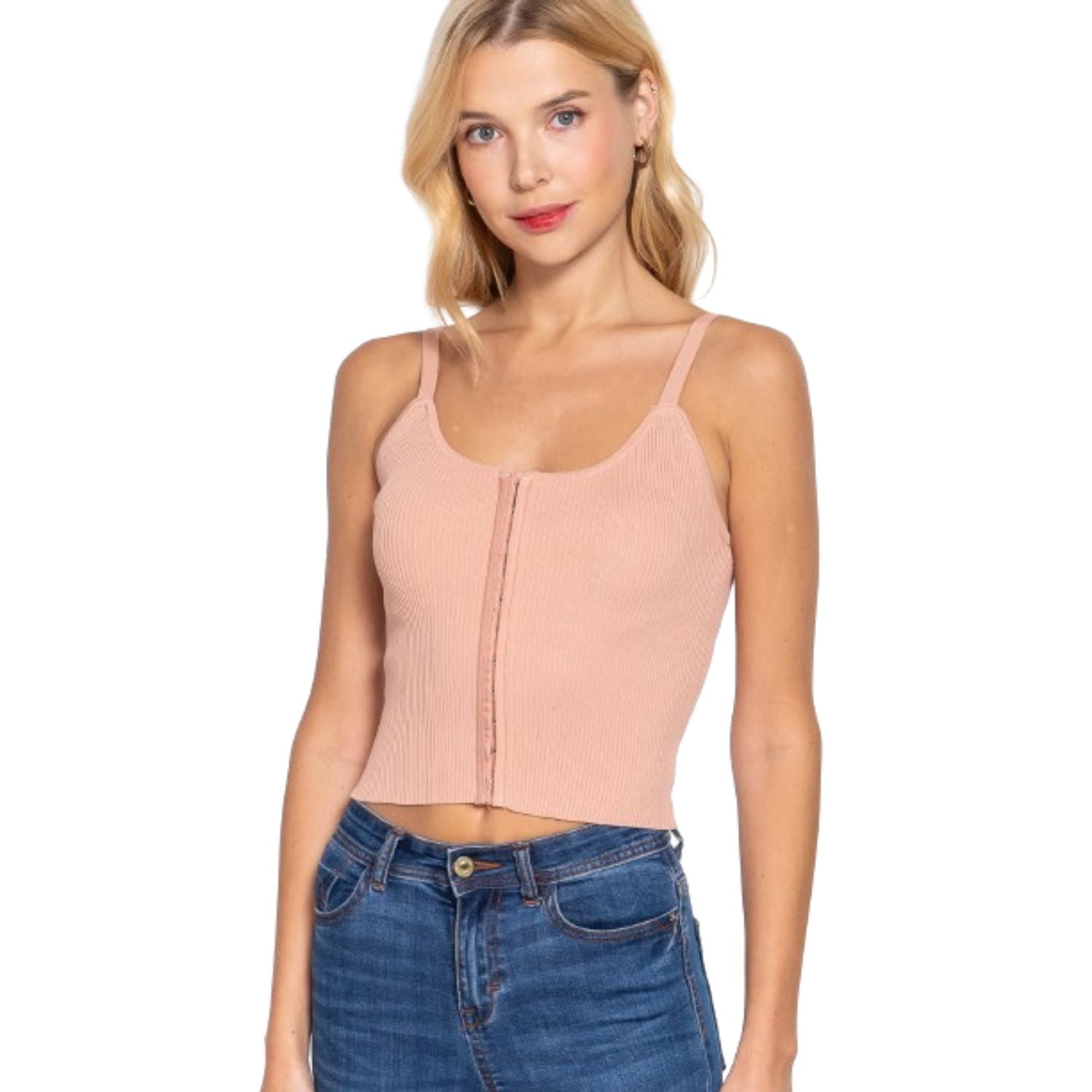 

Топ-свитер с застежкой спереди на крючки FASHNZFAB, цвет pearl pink