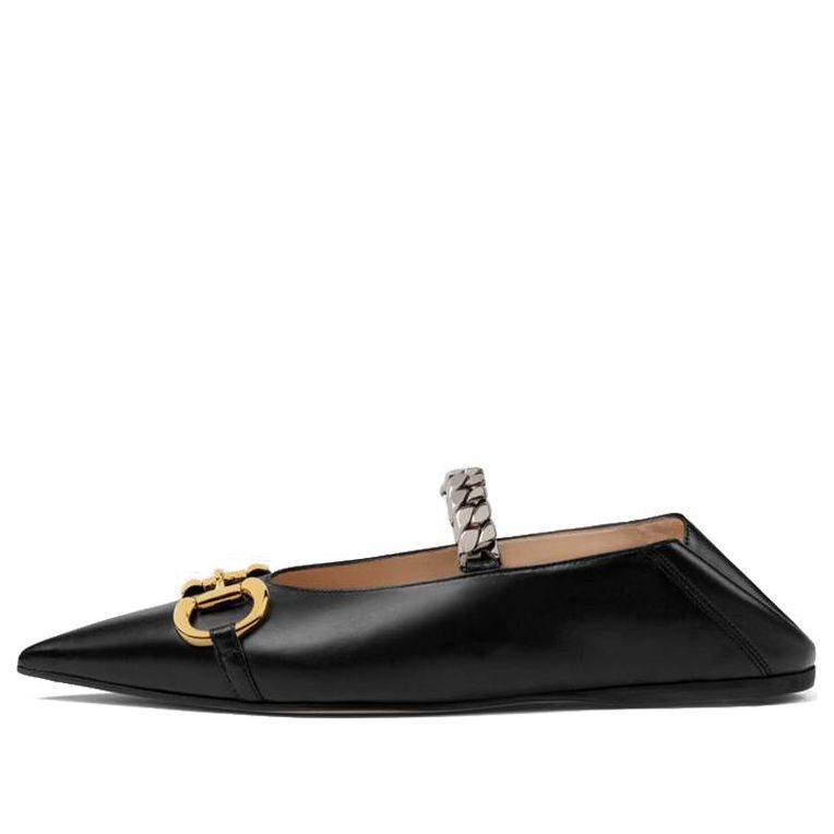 Тапочки (WMNS) Gucci Ballet Flat With Horsebit Leather 'Black' 621161-1RH00-1000