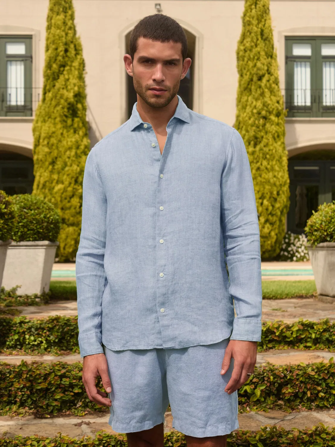 Рубашка Next Regular fit Button Up Shirt Signature светло-голубого цвета — фото 2
