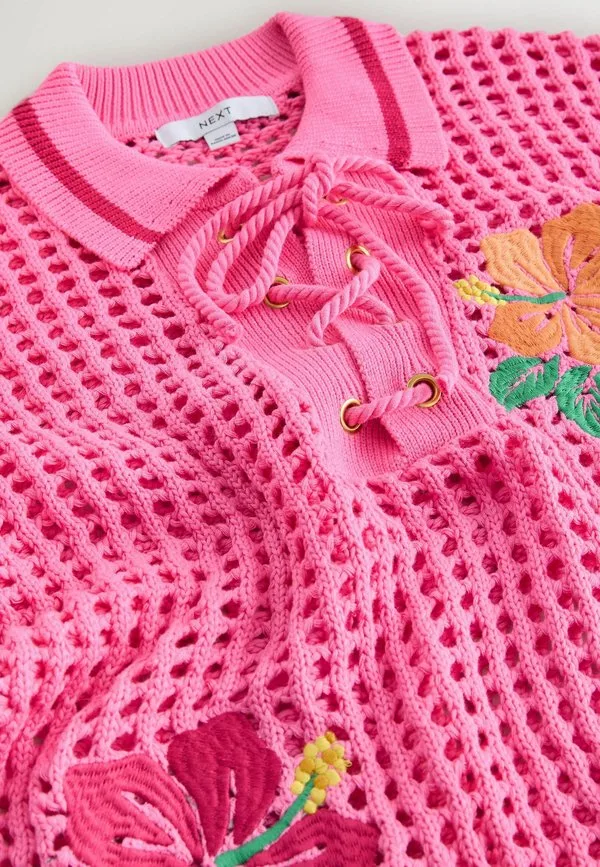 Рубашка поло Next, Pink Floral Embroidered — фото 2