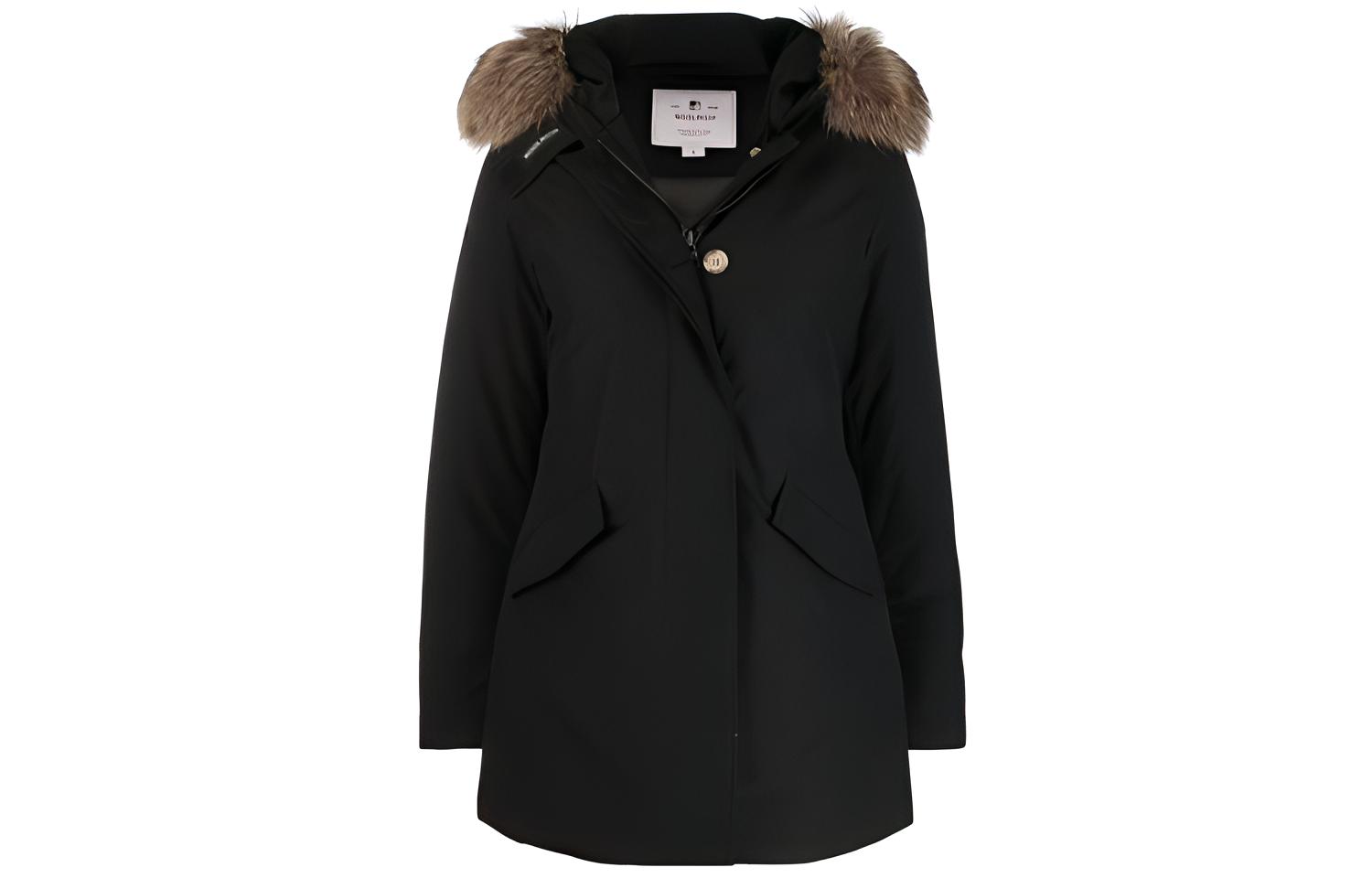 

Парка с капюшоном и отделкой из арктического меха WOOLRICH, черный