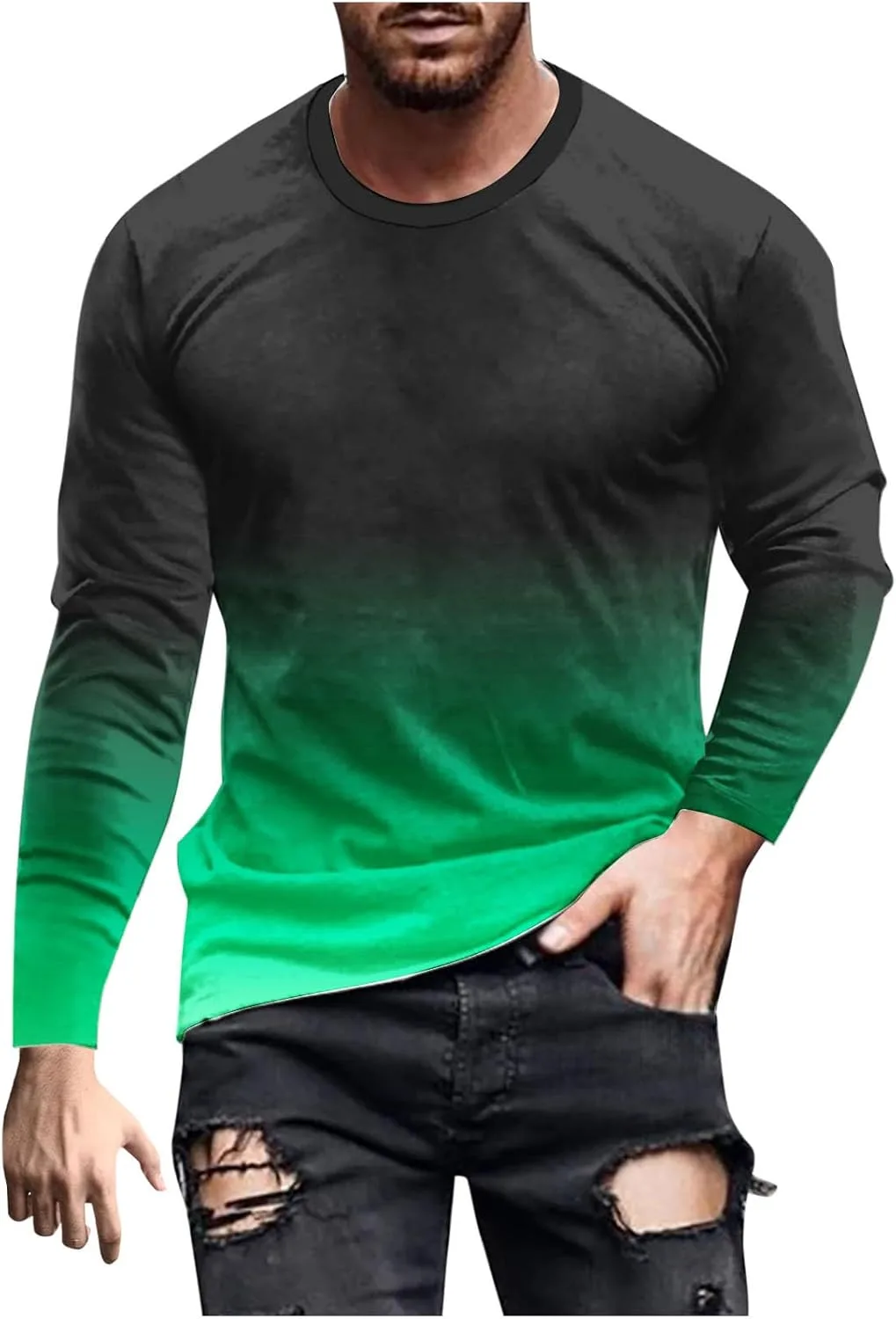 

Футболка с длинным рукавом 3D Gradient Printed для мужчин Sdeycui