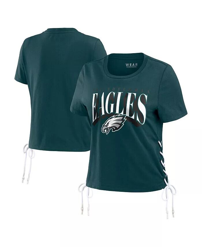 

Женская темно-зеленая укороченная футболка Philadelphia Eagles со шнуровкой сбоку WEAR by Erin Andrews
