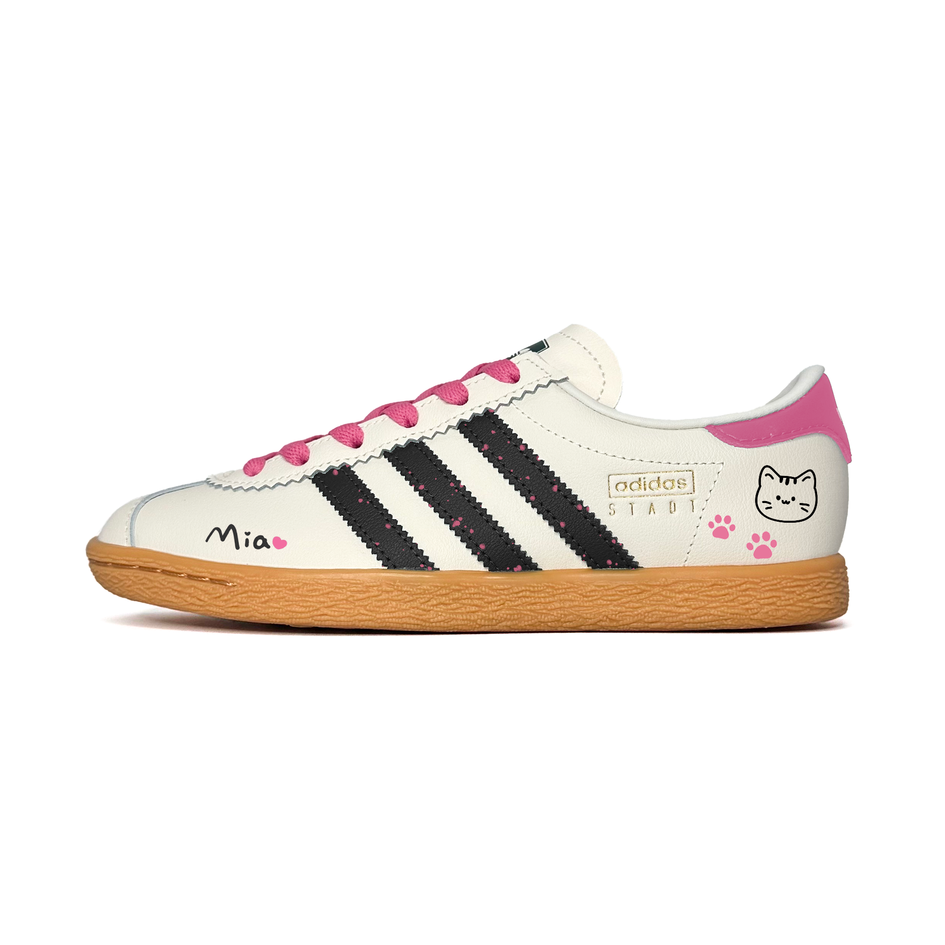 

Stadt Cute, Urban Chic Style, Girlish, Kitten Abrasion Resistant Low top German Army Trainers Unisex Adidas Originals, черный розовый