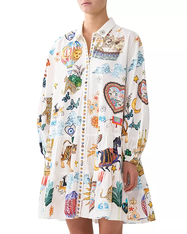 

Платье с длинными рукавами и принтом, многоярусное Camilla, мультиколор